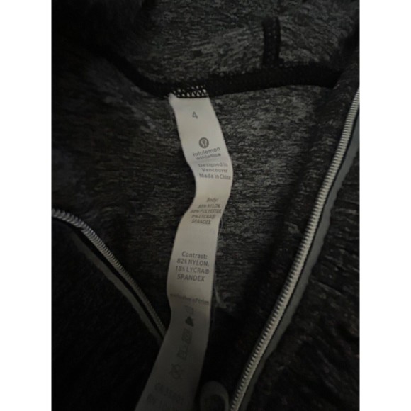 Lululemon Hoodie Women 4 Heathered Blk Run Resolution 1/4 Zip Ruched Running Top - Picture 5 of 9